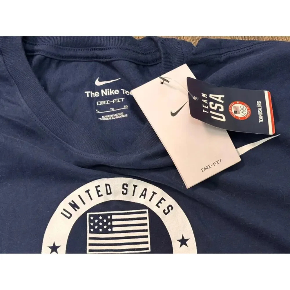 Nike Dri-Fit USA Wrestling Olympic Team Trials Navy Blue Shirt Men's XL New NWT